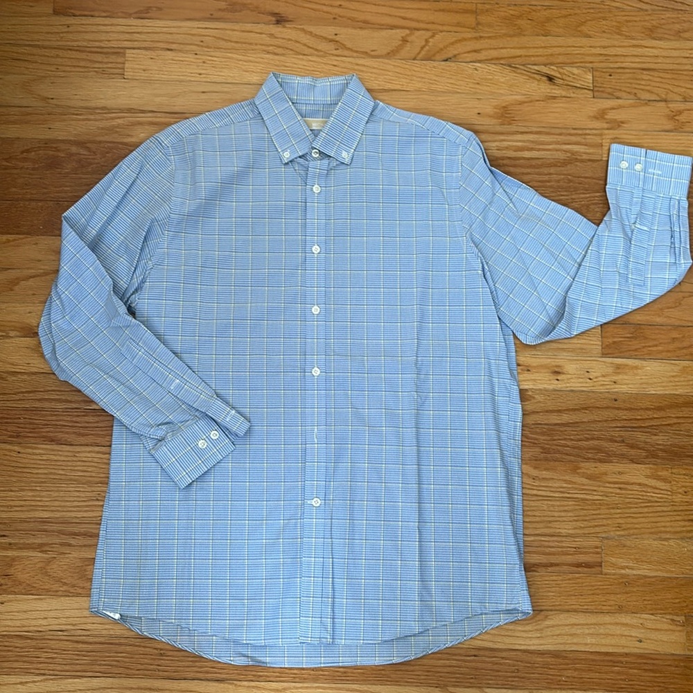 Michael Michael Kors Men's Yellow and Blue Plaid Shirt